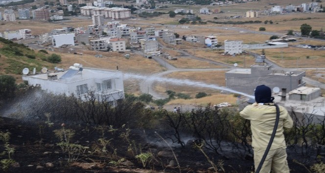 Aliağa'da otluk alanda çıkan yangın evlere sıçramadan söndürüldü