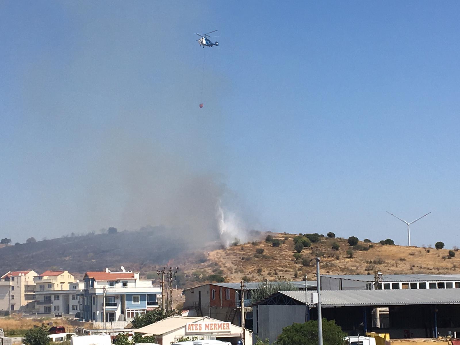 Çandarlı'da Otluk alanda yangın paniği