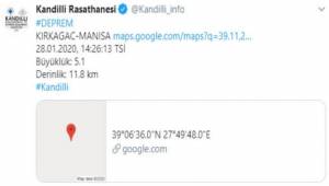 Kırkağaç olan 5.1 büyüklüğündeki   deprem  Aliağa İlçesinde hissedildi.