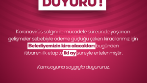 Aliağa Belediyesi Korona virüs nedeniyle kira alacaklarını 2ay erteledi