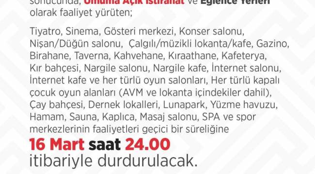 Son Dakika , Corona virüsü önlemleri: Kahvehaneler, kafeler, spor salonları kapatılıyor