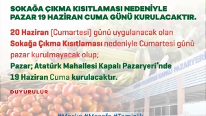 Aliağa Cumartesi pazarı ,19 Haziran Cuma günü(Bugün) kuruluyor