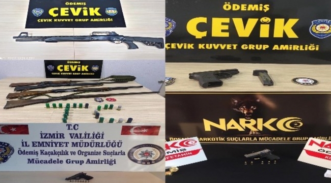 İzmir'de çok sayıda silah ve esrar maddesi ele geçirildi