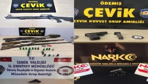 İzmir'de çok sayıda silah ve esrar maddesi ele geçirildi