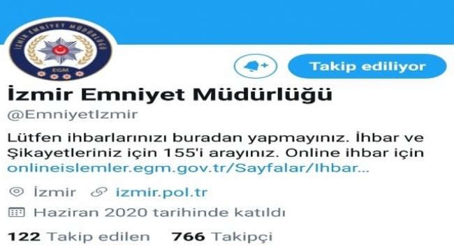 İzmir İl Emniyet Müdürlüğü, sosyal medyada