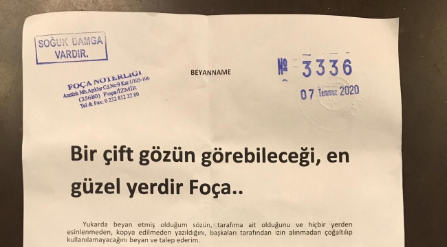 FOÇAYA NOTER TESCİLLİ SLOGAN 