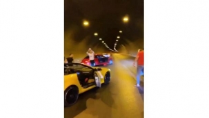 İzmir'de düğün konvoyundaki araçlar tüneli kapattı