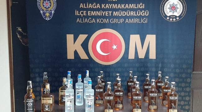 Aliağa'da kaçak içki operasyonu