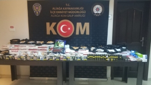 Dikili'de kaçak içki ve tütün operasyonu
