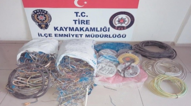 Tire'de çuvalla kablo çalmak isteyen 2 kişi yakalandı