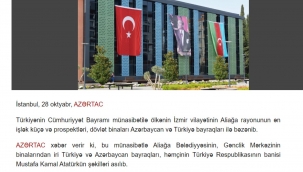 Aliağa'da Bayrak Coşkusu Azerbaycan Medyasında