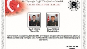 Pençe Kartal-2 Harekatında teröristlerle çıkan çatışmada 2 asker şehit 