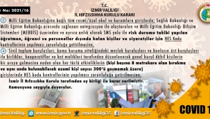 İzmir İl Hıfzıssıhha Kurulundan geniş çaplı 'HES' kodu kararı 