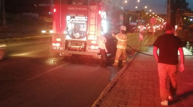 Aliağa'da  iş hanındaki yangın büyümeden söndürüldü