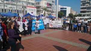 Aliağa 'da tehlikeli atık bertaraf tesislerinin projesine tepki için basın açıklaması gerçekleştirildi.