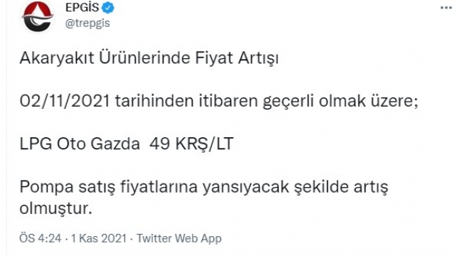 Otogaza 49 kuruş zam.. Pompaya yansıyacak!