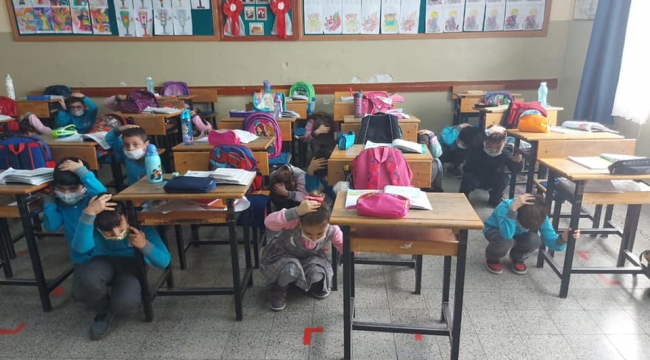  Aliağa 'daki okullarda deprem tatbikatı yapıldı