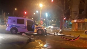 polis aracı kaza yaptı: 2 polis yaralı