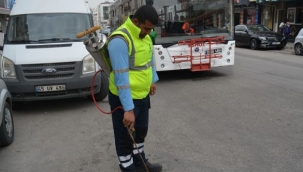 Aliağa 'da Büyükşehir Belediyesi larva mücadelesine devam ediyor