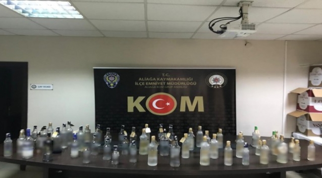 Foca'da sahte içki servisi yapan eğlence mekanına polisten baskın