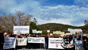 Foça'da Taş Ocağı tepkisi .. Başkan Gürbüz:" Bizler burada nöbet tutarız, bekleriz ama taş ocağını açtırmayız