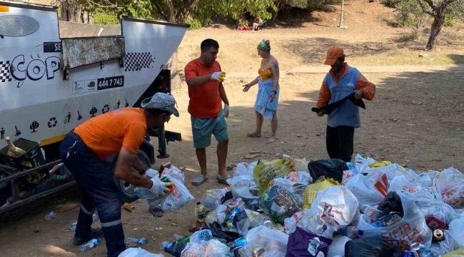 Doğal plaj adeta çöplüğe döndü: Yüzlerce torba çöp toplandı