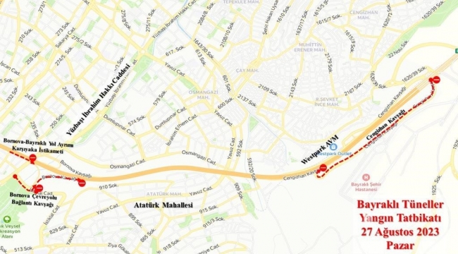 İzmir'de Bayraklı Tünelleri'ndeki yangın tatbikatı nedeniyle bazı yollar trafiğe kapatılacak