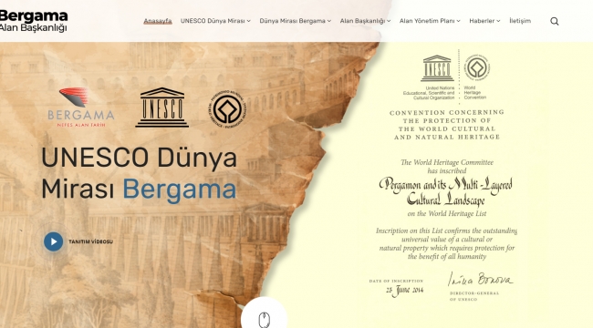 Bergama Belediyesi Unesco Alan Başkanlığı İnternet Sitesi Kuruldu