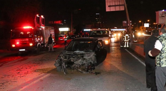 İzmir'de refüje çarpan otomobil taklalar attı: 1 ölü