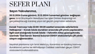 Konak Tramvayı'ndaki düzenleme cuma gecesine ertelendi