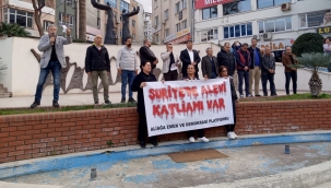 "Suriye'deki Sivillere Yönelik Saldırılar Aliağa'da Protesto Edildi" 