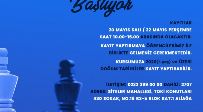 Aliağa Belediyesi Yaz Dönemi Satranç Kurs Kayıtları Başlıyor