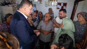 Başkan Tugay yangında zarar gören Köseler'i ziyaret etti