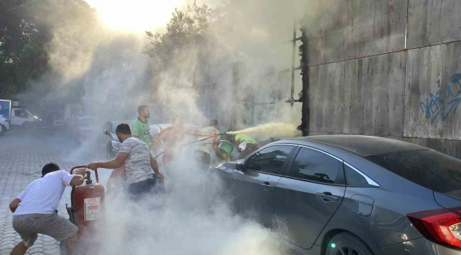 İzelman otoparkında yangın paniği
