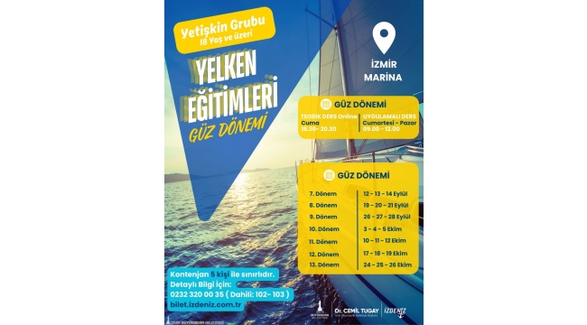 Yetişkin grubu yelken eğitimleri İzmir Marina'da devam ediyor
