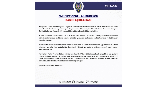 T3 Kategorisindeki Traktörlerde Kask ve Gözlük Zorunluluğu