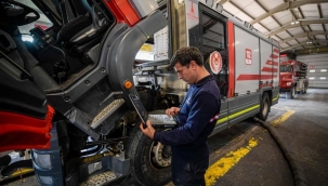 İtfaiye araçlarının bakım üssü: Mekatronik Atölyesi