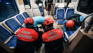 Menemen İZBAN İstasyonu'nda deprem ve kaza tatbikatı