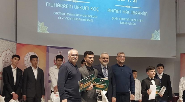 Kur'an-ı Kerim'i Güzel Okuma Yarışmasında Ege Bölge Birincisi Aliağa'dan 